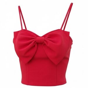 Chic Red Bow Accent Crop Top